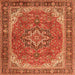 Round Machine Washable Persian Orange Traditional Area Rugs, wshtr2858org