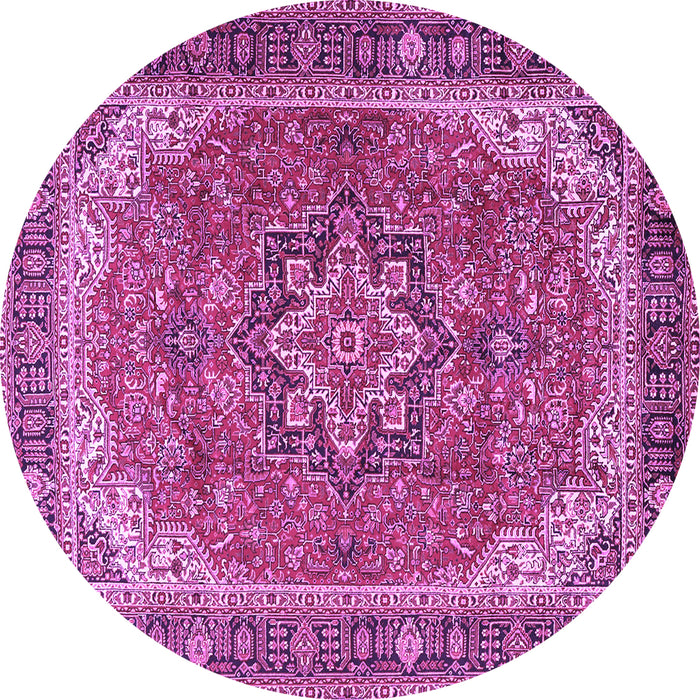 Round Machine Washable Persian Purple Traditional Area Rugs, wshtr2858pur