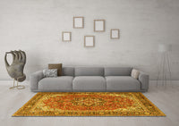 Machine Washable Persian Yellow Traditional Rug, wshtr2858yw