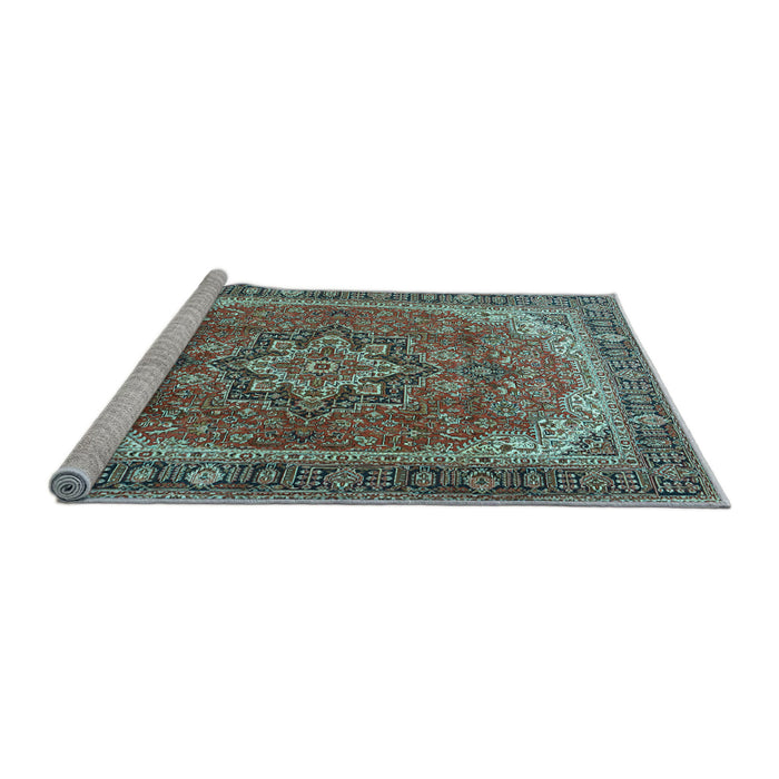 Sideview of Machine Washable Persian Light Blue Traditional Rug, wshtr2858lblu