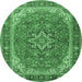 Round Persian Emerald Green Traditional Rug, tr2858emgrn