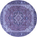 Round Machine Washable Persian Blue Traditional Rug, wshtr2858blu