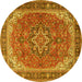 Round Machine Washable Persian Yellow Traditional Rug, wshtr2858yw