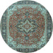 Round Persian Light Blue Traditional Rug, tr2858lblu