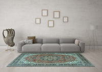 Machine Washable Persian Light Blue Traditional Rug, wshtr2858lblu