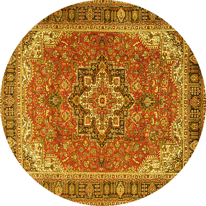 Round Persian Yellow Traditional Rug, tr2858yw
