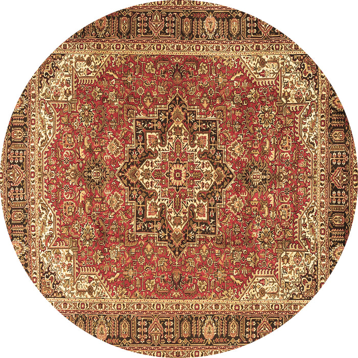 Round Persian Brown Traditional Rug, tr2858brn
