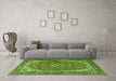 Machine Washable Persian Green Traditional Area Rugs in a Living Room,, wshtr2858grn