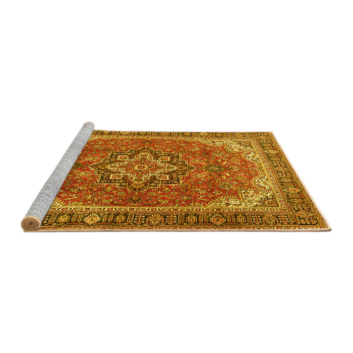 Sideview of Machine Washable Persian Yellow Traditional Rug, wshtr2858yw