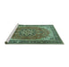 Sideview of Machine Washable Persian Turquoise Traditional Area Rugs, wshtr2858turq