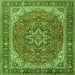 Round Machine Washable Persian Green Traditional Area Rugs, wshtr2858grn