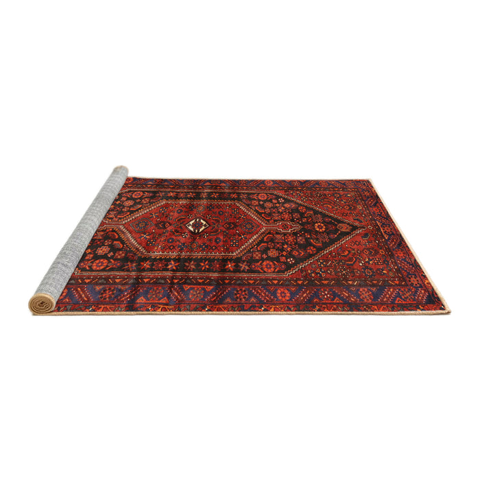 Sideview of Machine Washable Traditional Chestnut Brown Rug, wshtr2859