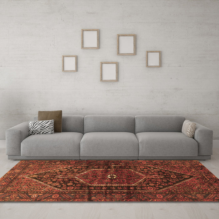 Machine Washable Persian Brown Traditional Rug in a Living Room,, wshtr2859brn