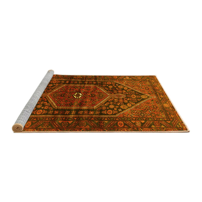 Sideview of Machine Washable Persian Yellow Traditional Rug, wshtr2859yw