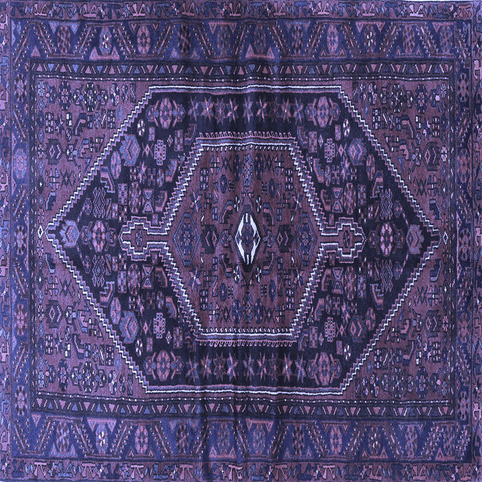 Square Machine Washable Persian Blue Traditional Rug, wshtr2859blu