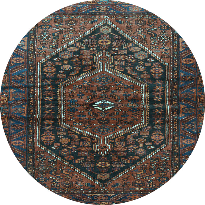 Round Machine Washable Persian Light Blue Traditional Rug, wshtr2859lblu