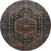 Round Machine Washable Persian Light Blue Traditional Rug, wshtr2859lblu