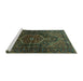 Sideview of Machine Washable Persian Turquoise Traditional Area Rugs, wshtr2859turq