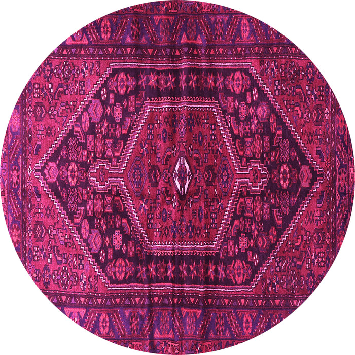 Round Machine Washable Persian Pink Traditional Rug, wshtr2859pnk