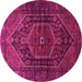 Round Machine Washable Persian Pink Traditional Rug, wshtr2859pnk