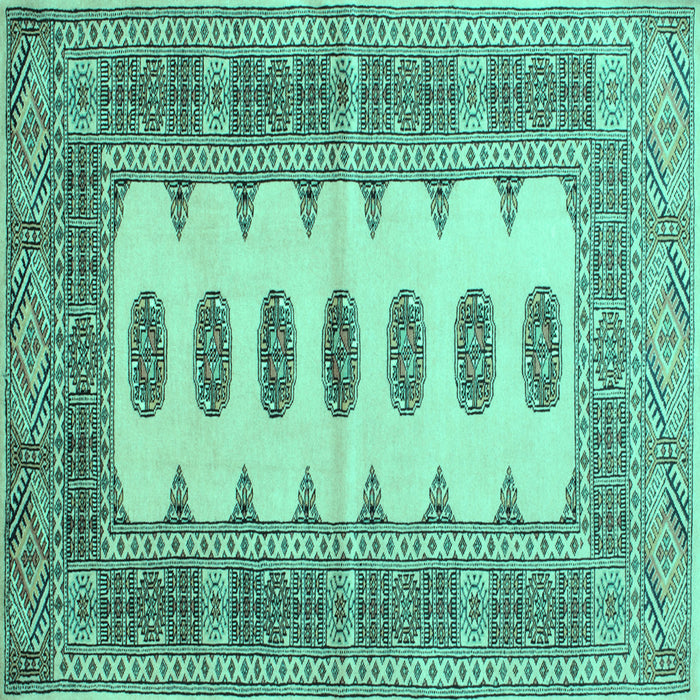 Square Machine Washable Southwestern Turquoise Country Area Rugs, wshtr285turq