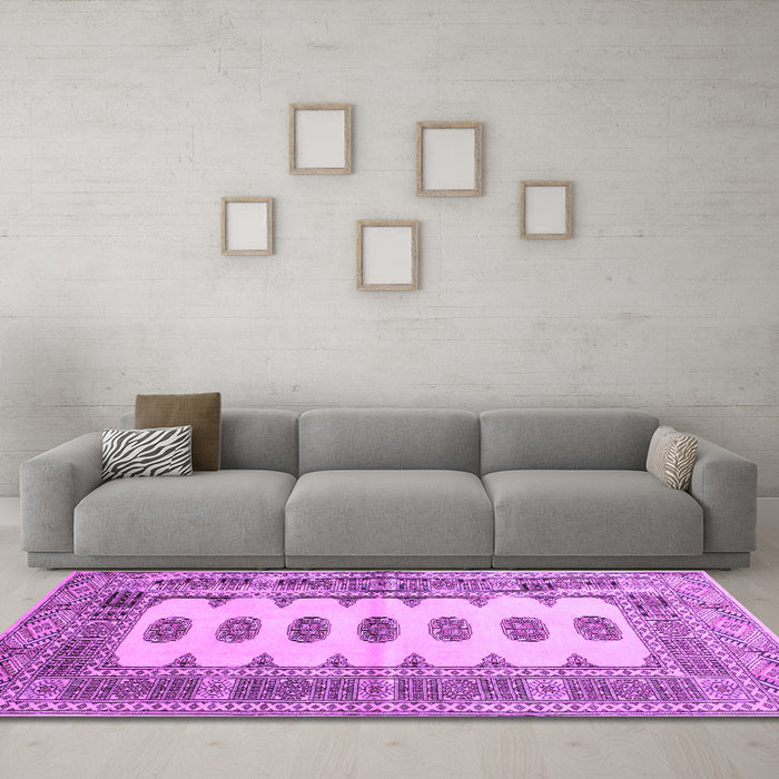 Machine Washable Southwestern Purple Country Area Rugs in a Living Room, wshtr285pur