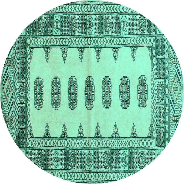 Round Machine Washable Southwestern Turquoise Country Area Rugs, wshtr285turq