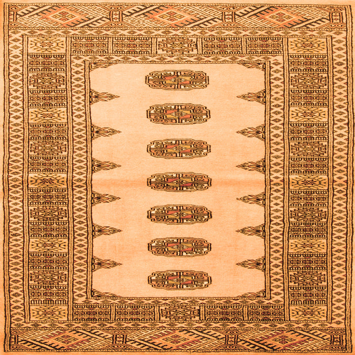 Round Machine Washable Southwestern Orange Country Area Rugs, wshtr285org