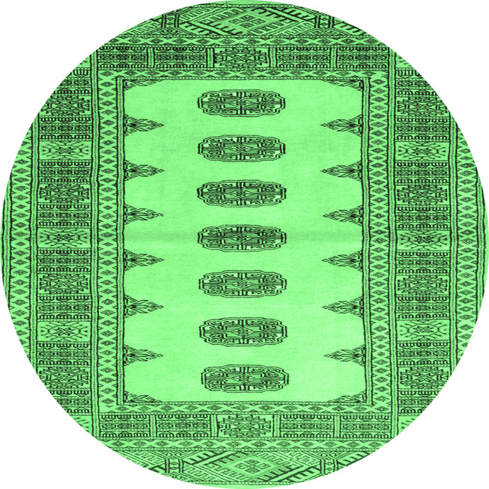 Round Machine Washable Southwestern Emerald Green Country Area Rugs, wshtr285emgrn