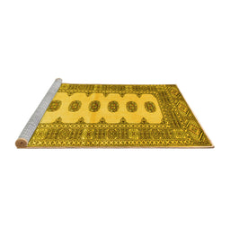 Sideview of Machine Washable Southwestern Yellow Country Rug, wshtr285yw