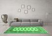 Machine Washable Southwestern Emerald Green Country Area Rugs in a Living Room,, wshtr285emgrn