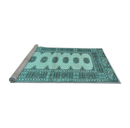 Sideview of Machine Washable Southwestern Light Blue Country Rug, wshtr285lblu