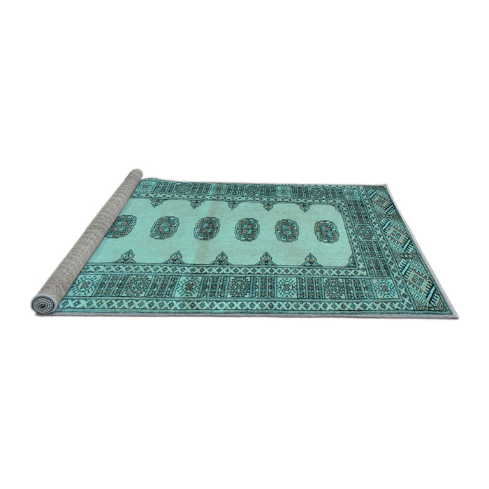 Sideview of Machine Washable Southwestern Light Blue Country Rug, wshtr285lblu