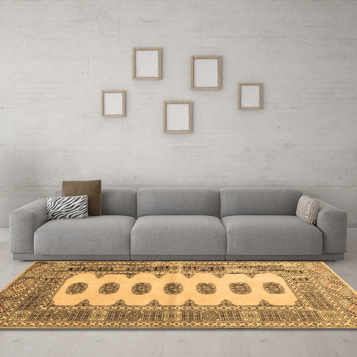 Machine Washable Southwestern Brown Country Rug in a Living Room,, wshtr285brn