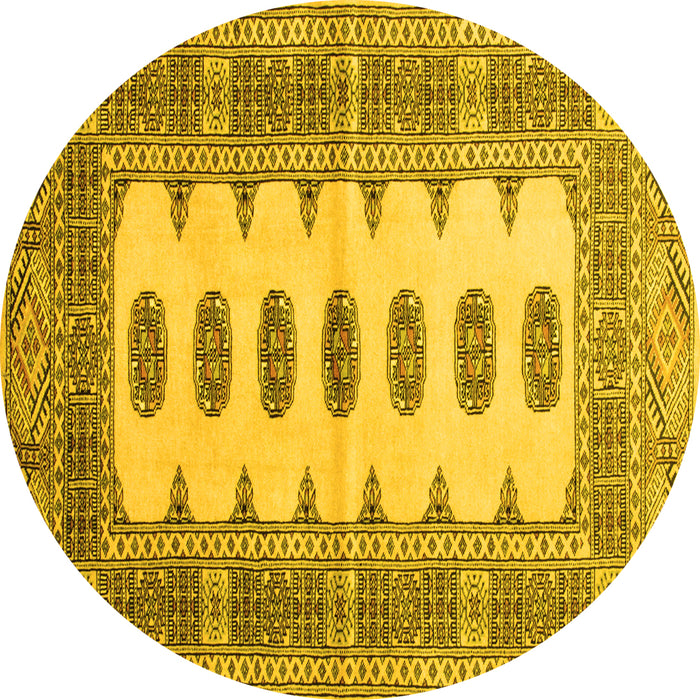 Round Machine Washable Southwestern Yellow Country Rug, wshtr285yw