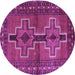 Round Machine Washable Persian Purple Traditional Area Rugs, wshtr2860pur