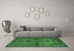 Machine Washable Persian Emerald Green Traditional Area Rugs in a Living Room,, wshtr2860emgrn