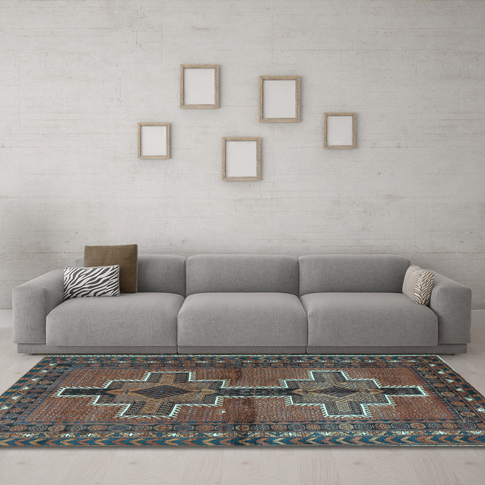 Machine Washable Persian Light Blue Traditional Rug in a Living Room, wshtr2860lblu