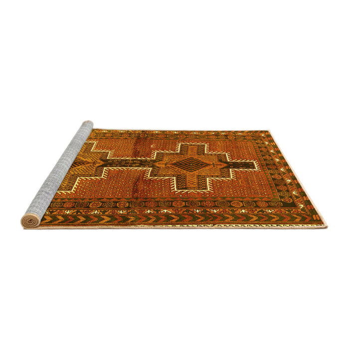 Sideview of Machine Washable Persian Yellow Traditional Rug, wshtr2860yw
