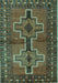 Machine Washable Persian Turquoise Traditional Area Rugs, wshtr2860turq