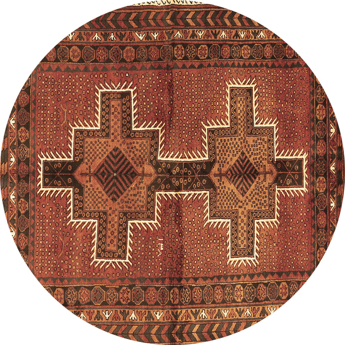 Round Machine Washable Persian Brown Traditional Rug, wshtr2860brn