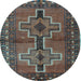 Round Persian Light Blue Traditional Rug, tr2860lblu