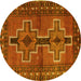 Round Persian Yellow Traditional Rug, tr2860yw