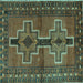 Square Machine Washable Persian Turquoise Traditional Area Rugs, wshtr2860turq