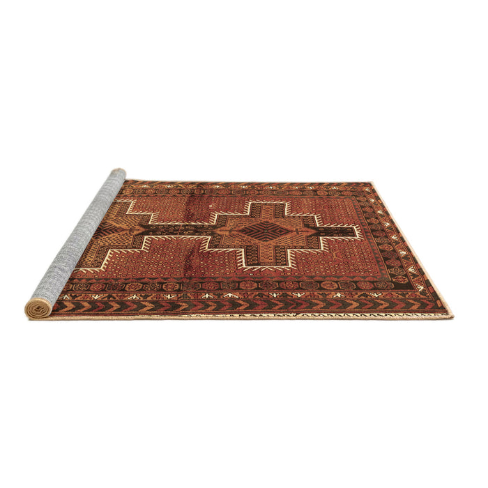 Sideview of Machine Washable Persian Brown Traditional Rug, wshtr2860brn