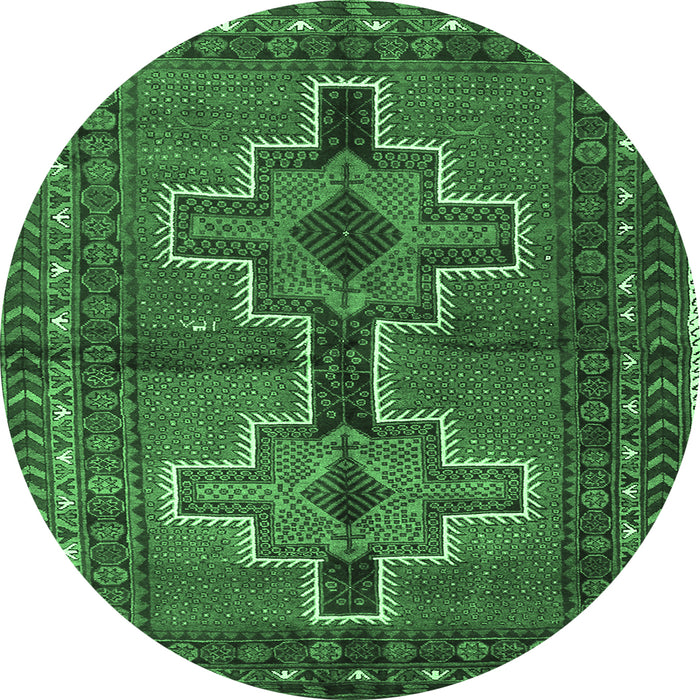 Round Machine Washable Persian Emerald Green Traditional Area Rugs, wshtr2860emgrn