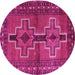 Round Machine Washable Persian Pink Traditional Rug, wshtr2860pnk