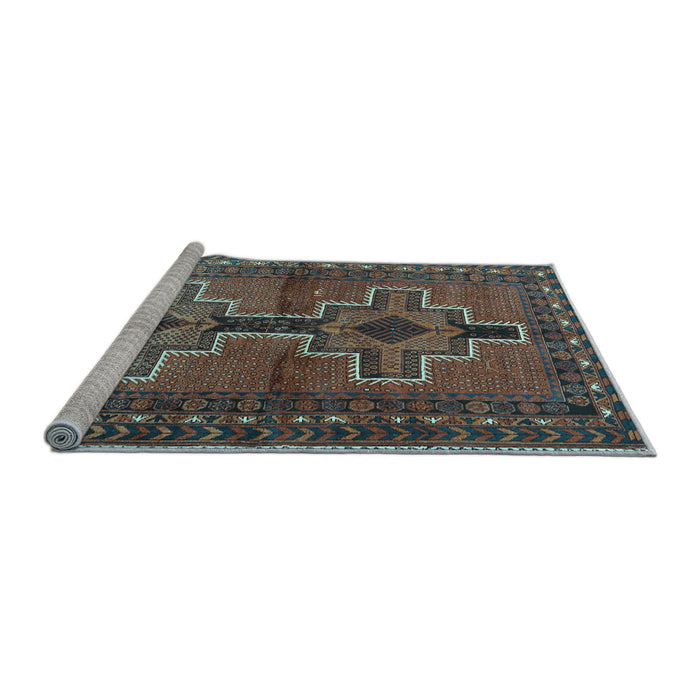 Sideview of Machine Washable Persian Light Blue Traditional Rug, wshtr2860lblu