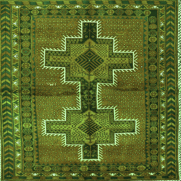 Round Machine Washable Persian Green Traditional Area Rugs, wshtr2860grn