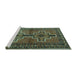 Sideview of Machine Washable Persian Turquoise Traditional Area Rugs, wshtr2860turq